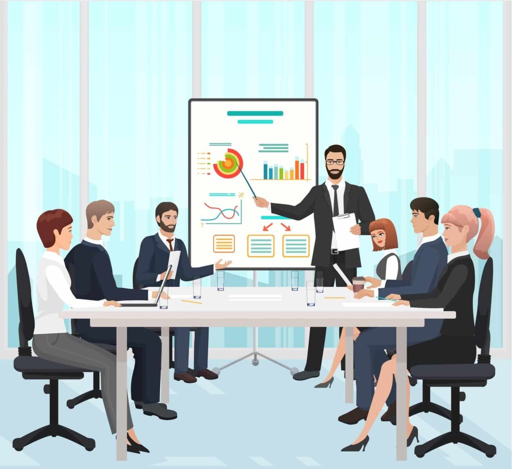 A group of business people at a meeting